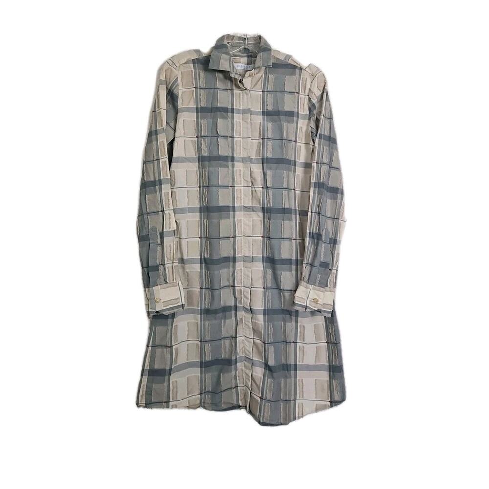Hadleigh's Women Gray/Blue Casual Dress 44 eur Button Up Missing Belt‎